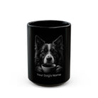 Personalized Croatian Sheepdog black ceramic coffee mug with custom dog name