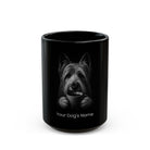 Personalized Skye Terrier black ceramic coffee mug with custom dog name