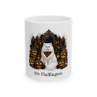 Personalized Persian cat ceramic coffee mug with Halloween artwork and custom name — image 2