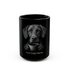 Personalized Vizsla black ceramic coffee mug with custom dog name