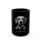 Personalized Pointer black ceramic coffee mug with custom dog name