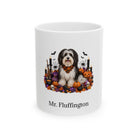 Personalized Havanese dog Halloween mug, 11oz white ceramic, with custom pet name on front