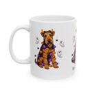 Personalized Airedale Terrier dog ceramic coffee mug with Halloween artwork and custom name — image 2