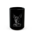 Personalized Kelpie black ceramic coffee mug with custom dog name