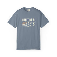 Caffeine & Zero Regrets T-Shirt - Funny Coffee Pun Tee - Sarcastic Barista Shirt - Minimalist Aesthetic Graphic Top - Premium Comfort Colors 1717