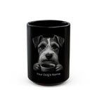 Personalized Russell Terrier black ceramic coffee mug with custom dog name