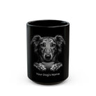 Personalized Vanjari Hound black ceramic coffee mug with custom dog name