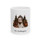 Personalized Exotic Shorthair cat Halloween mug, 11oz white ceramic, with custom pet name on front