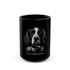 Personalized French Spaniel black ceramic coffee mug with custom dog name