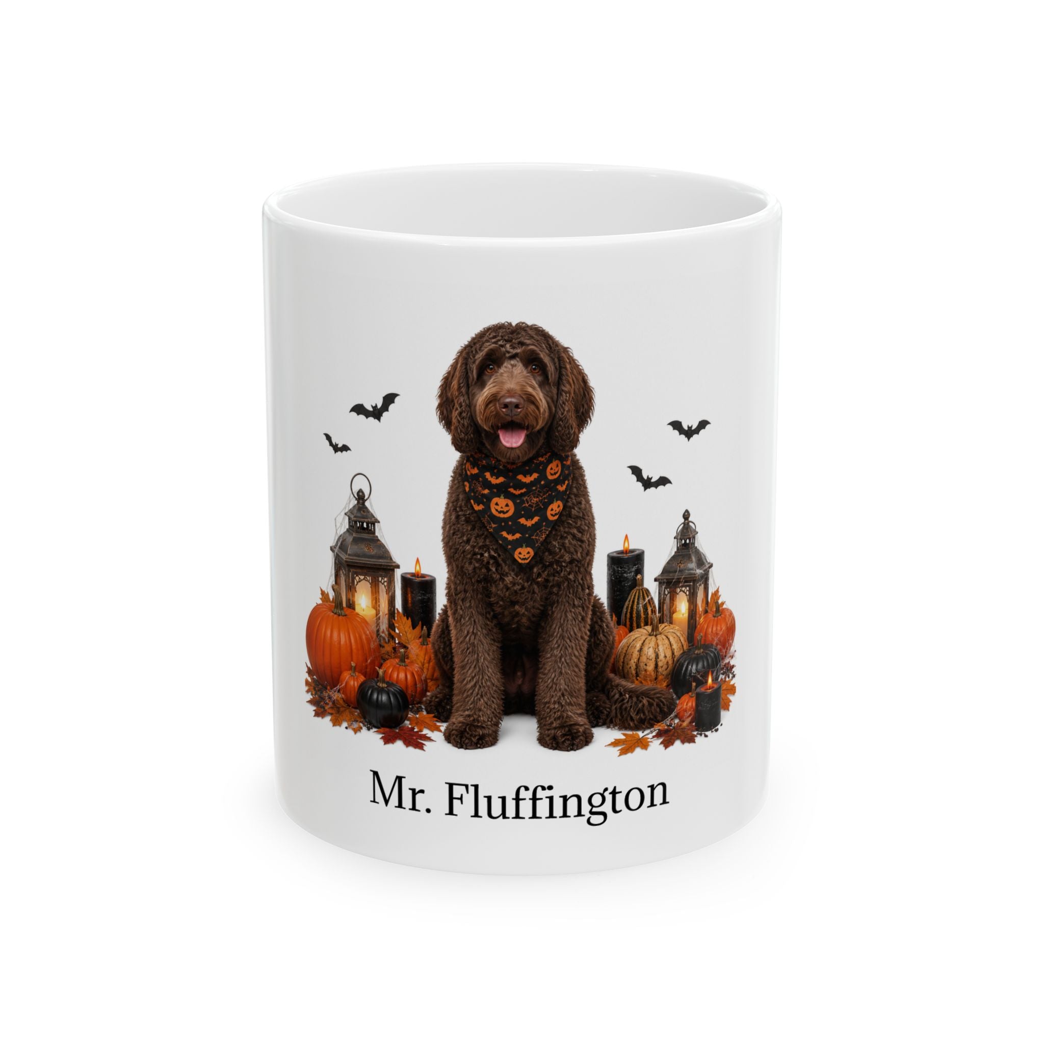 Personalized Labradoodle Dog Mug – Custom Pet Name Halloween Gift