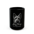 Personalized Briard black ceramic coffee mug with custom dog name