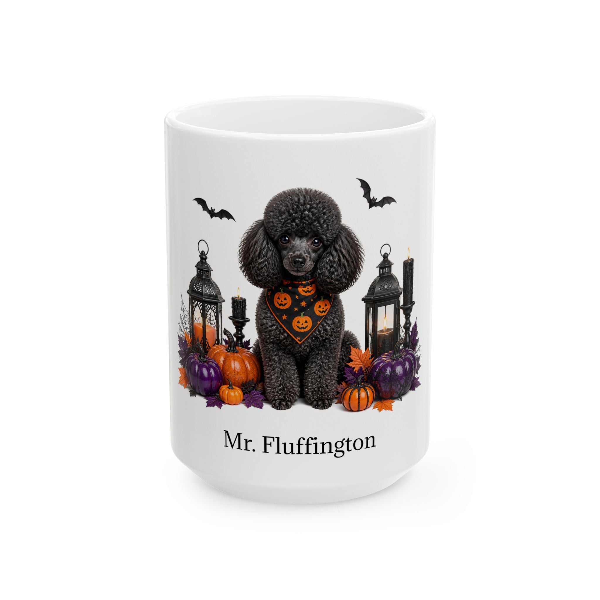 Personalized Miniature Poodle Dog Mug – Custom Pet Name Halloween Gift