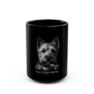 Personalized Norwich Terrier black ceramic coffee mug with custom dog name