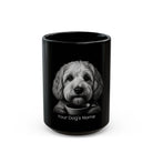 Personalized Cavachon black ceramic coffee mug with custom dog name