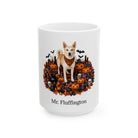 Angled Canaan dog Halloween mug with personalized pet name and fall design — image 3