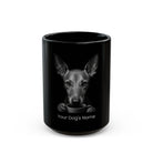 Personalized Cirneco dell’Etna black ceramic coffee mug with custom dog name