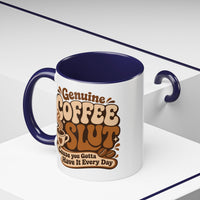 Ceramic Coffee Mug – "Genuine Coffee Slut" Retro Accent (11/15oz)