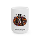 Personalized Border Collie dog Halloween mug, 11oz white ceramic, with custom pet name on front