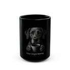 Personalized Plott Hound black ceramic coffee mug with custom dog name