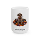 Personalized Wirehaired Pointing Griffon dog Halloween mug, 11oz white ceramic, with custom pet name on front