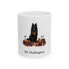 Personalized Belgian Sheepdog Halloween mug, 15oz white ceramic, with custom pet name on front