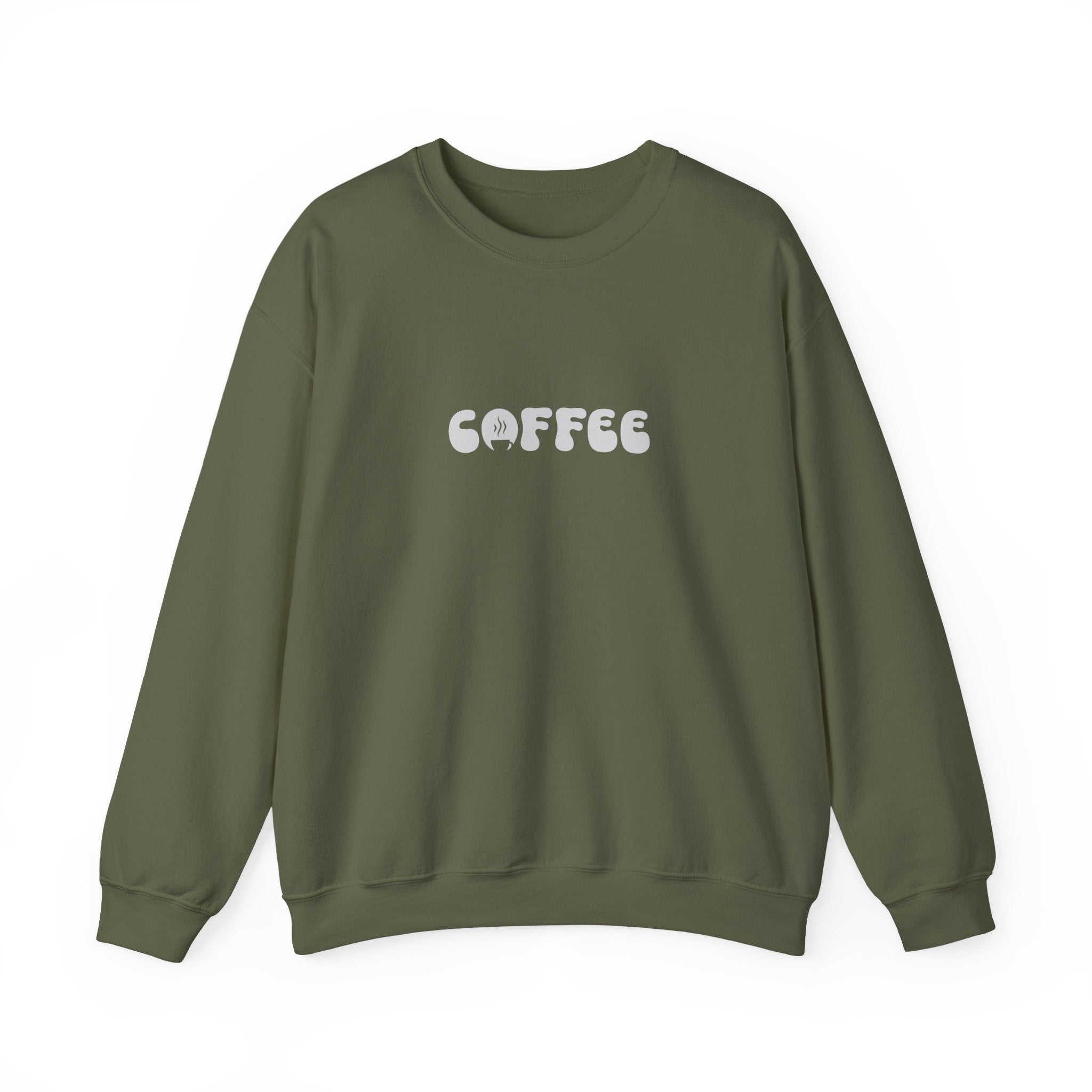 Gildan 18000 Retro Coffee Bubble Font Sweatshirt - Light Grey Crewneck