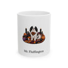 Personalized Japanese Chin dog Halloween mug, 11oz white ceramic, with custom pet name on front