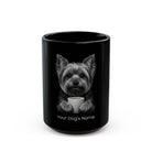 Personalized Yorkshire Terrier black ceramic coffee mug with custom dog name