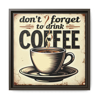 Brevity Brew Retro Coffee Wall Art – 14x14 Framed Matte Canvas Kitchen Decor