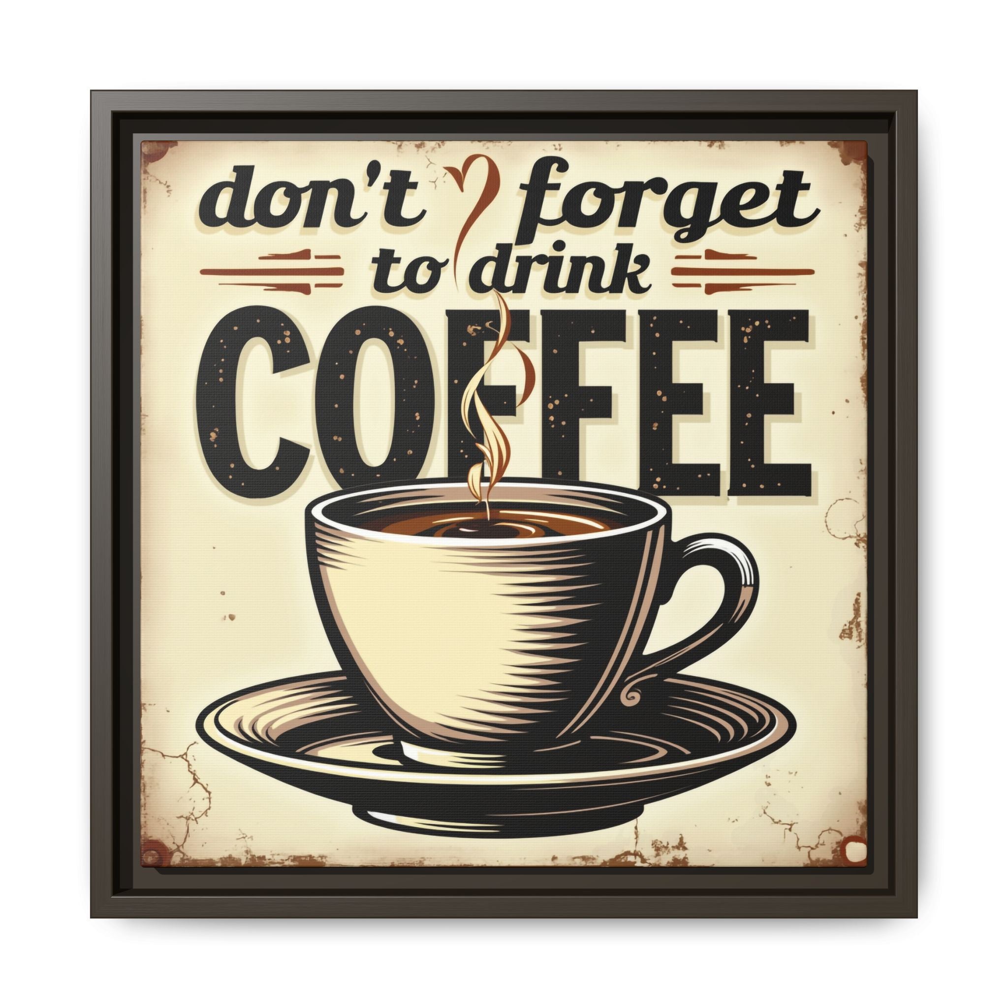 Brevity Brew Retro Coffee Wall Art – 14x14 Framed Matte Canvas Kitchen Decor