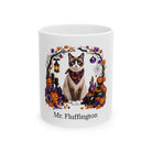 Personalized Snowshoe cat ceramic coffee mug with Halloween artwork and custom name — image 2