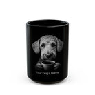 Personalized Bedlington Terrier black ceramic coffee mug with custom dog name