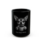 Personalized Chihuahua black ceramic coffee mug with custom dog name