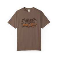 Catffinated & Dangerous Tee — Vintage Garment-Dyed Cat & Coffee T-Shirt