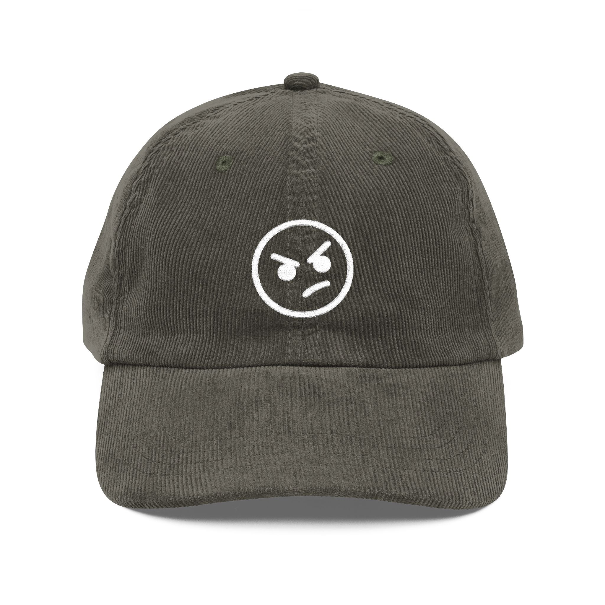 Mocha Mockery Mode Face - Premium Corduroy Dad Hat - Unstructured Retro Cotton Cap - Adjustable Vintage Style Baseball Hat