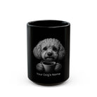 Personalized Miniature Poodle black ceramic coffee mug with custom dog name