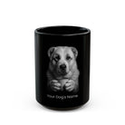 Personalized Central Asian Shepherd black ceramic coffee mug with custom dog name