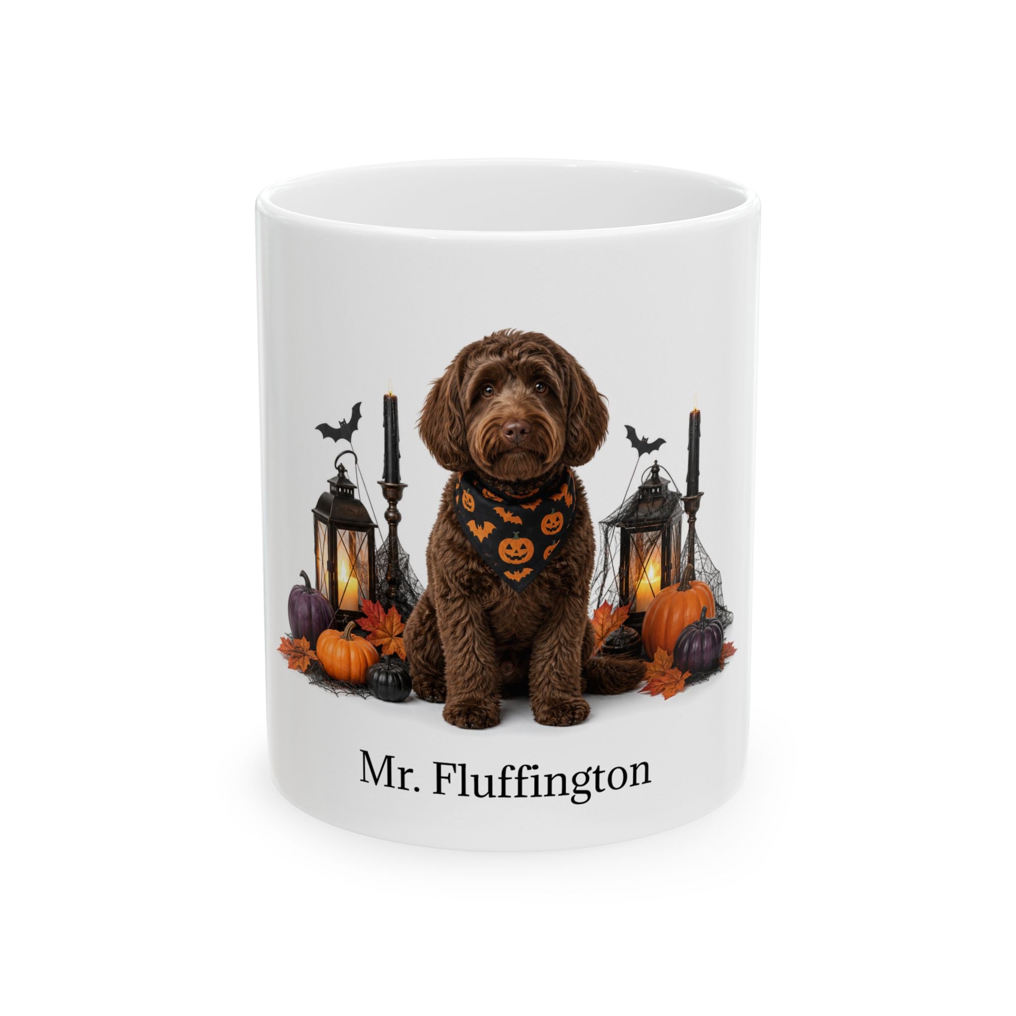 Personalized Mini Labradoodle Dog Mug – Custom Pet Name Halloween Gift