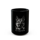 Personalized Norwegian Elkhound black ceramic coffee mug with custom dog name