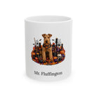 Personalized Welsh Terrier dog Halloween mug, 11oz white ceramic, with custom pet name on front