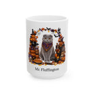 Angled Scottish Fold cat Halloween mug with personalized pet name and fall design — image 3