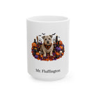 Personalized Glen of Imaal Terrier dog Halloween mug, 11oz white ceramic, with custom pet name on front