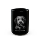 Personalized Lagotto Romagnolo black ceramic coffee mug with custom dog name