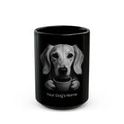Personalized Saluki black ceramic coffee mug with custom dog name