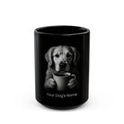 Personalized Great Pyrenees black ceramic coffee mug with custom dog name