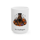 Personalized Rottweiler dog Halloween mug, 15oz white ceramic, with custom pet name on front
