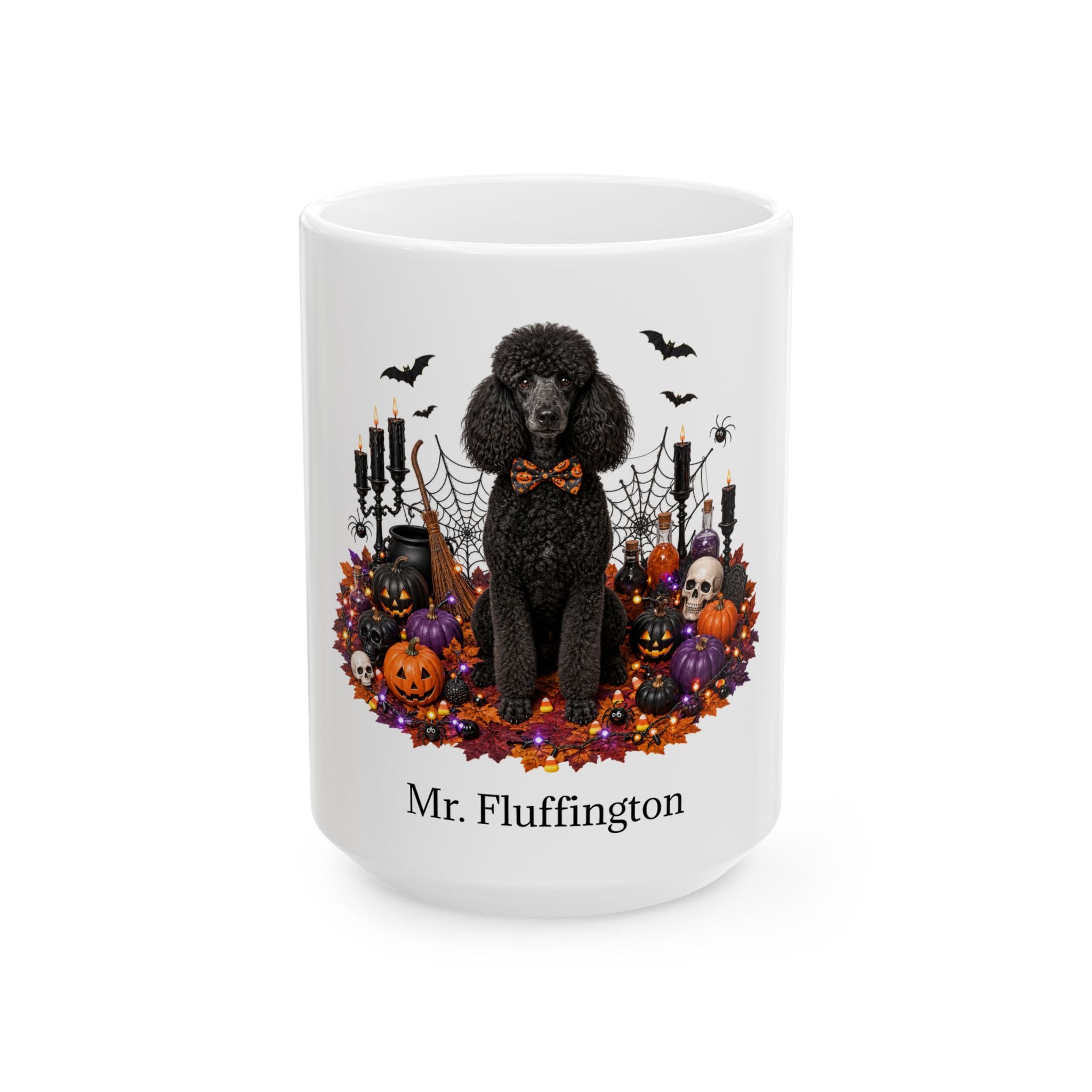 Personalized Poodle Dog Mug – Custom Pet Name Halloween Gift