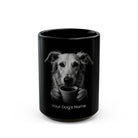 Personalized Borzoi black ceramic coffee mug with custom dog name