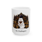 Personalized Persian cat Halloween mug, 15oz white ceramic, with custom pet name on front