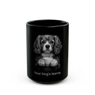Personalized Cav-A-Jack black ceramic coffee mug with custom dog name